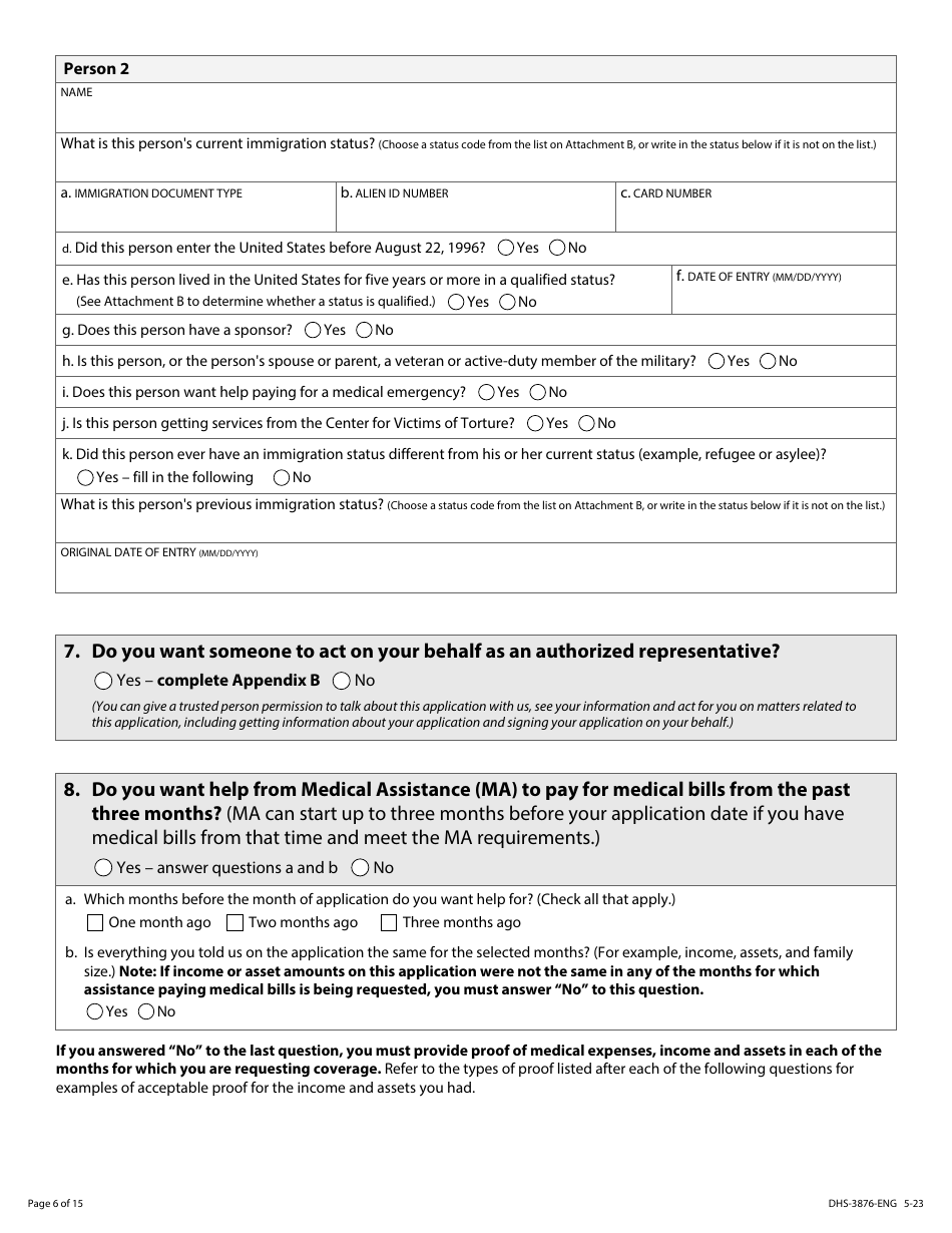 Form DHS-3876-ENG Application for Certain Populations - Minnesota, Page 8