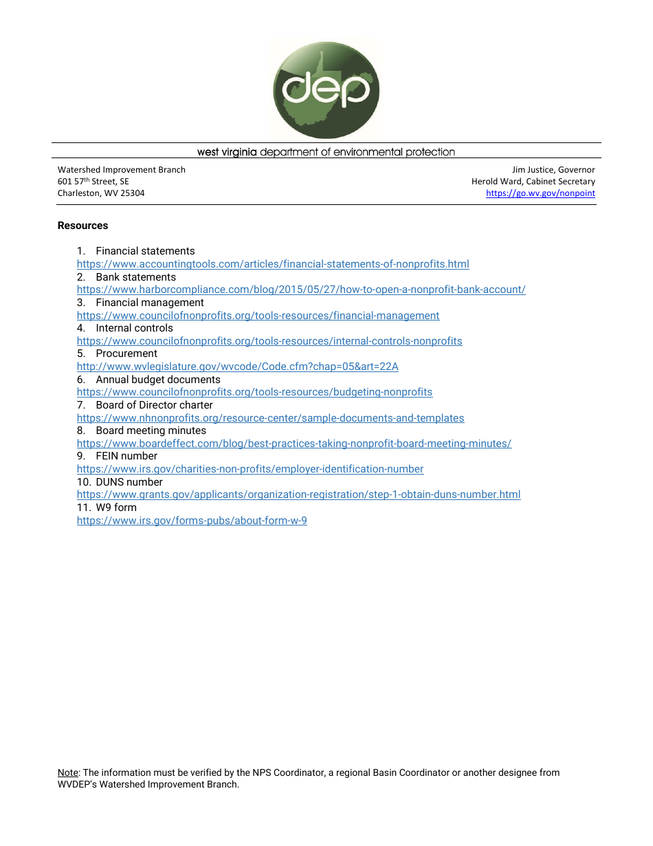 Financial History Checklist - West Virginia, Page 2