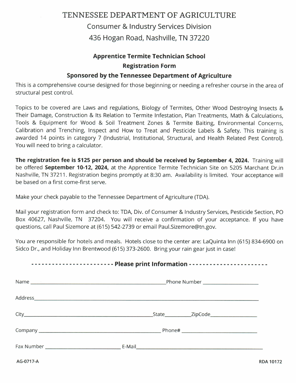 Form AG-0717-A Download Printable PDF or Fill Online Apprentice Termite ...