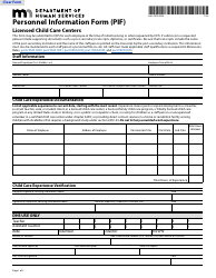 Document preview: Form DHS-7994-ENG Personnel Information Form (PIF) - Minnesota