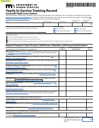 Document preview: Form DHS-7952A-ENG Yearly In-Service Training Record - Minnesota