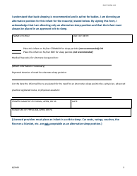 Form DHS-7216-ENG Directive for Alternative Infant Sleep Position - Minnesota, Page 2