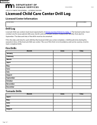 Document preview: Form DHS-8339-ENG Licensed Child Care Center Drill Log - Minnesota