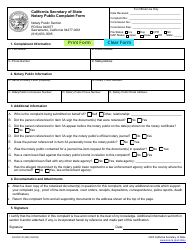 Form SOS/NP-30 Notary Public Complaint Form - California