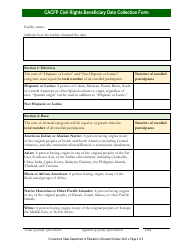 CACFP Civil Rights Beneficiary Data Collection Form - Connecticut, Page 2