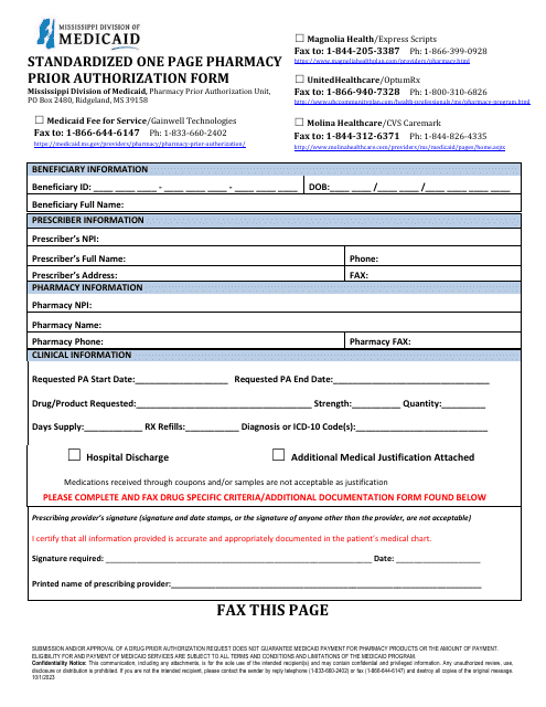 Prior Authorization Packet - Early Refill - Mississippi Download Pdf