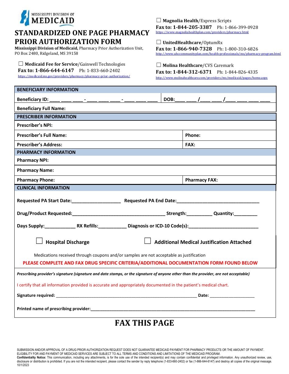 Mississippi Prior Authorization Packet - Multiple Concurrent ...