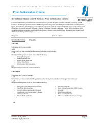 Prior Authorization Packet - Human Growth Hormone - Mississippi, Page 2
