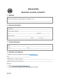 Document preview: Industrial Alcohol Authority Application - Oregon
