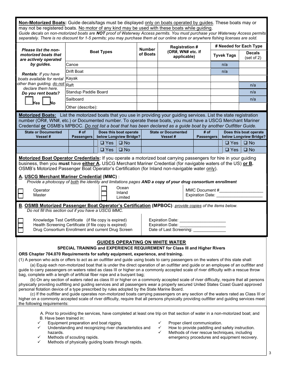 Oregon Outfitter Guide Application - Oregon, Page 4