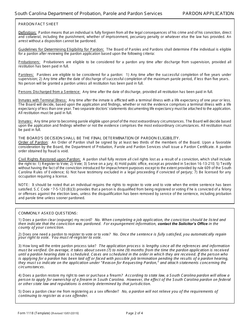 Form 1118 Fill Out Sign Online And Download Fillable Pdf South Carolina Templateroller