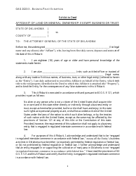 Document preview: Affidavit of Land or Mineral Ownership: Exempt Business or Trust - Oklahoma