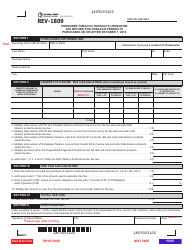 Form REV-1809 Consumer Tobacco Products Use/Excise Tax Return for Tobacco Products Purchased on or After October 1, 2016 - Pennsylvania