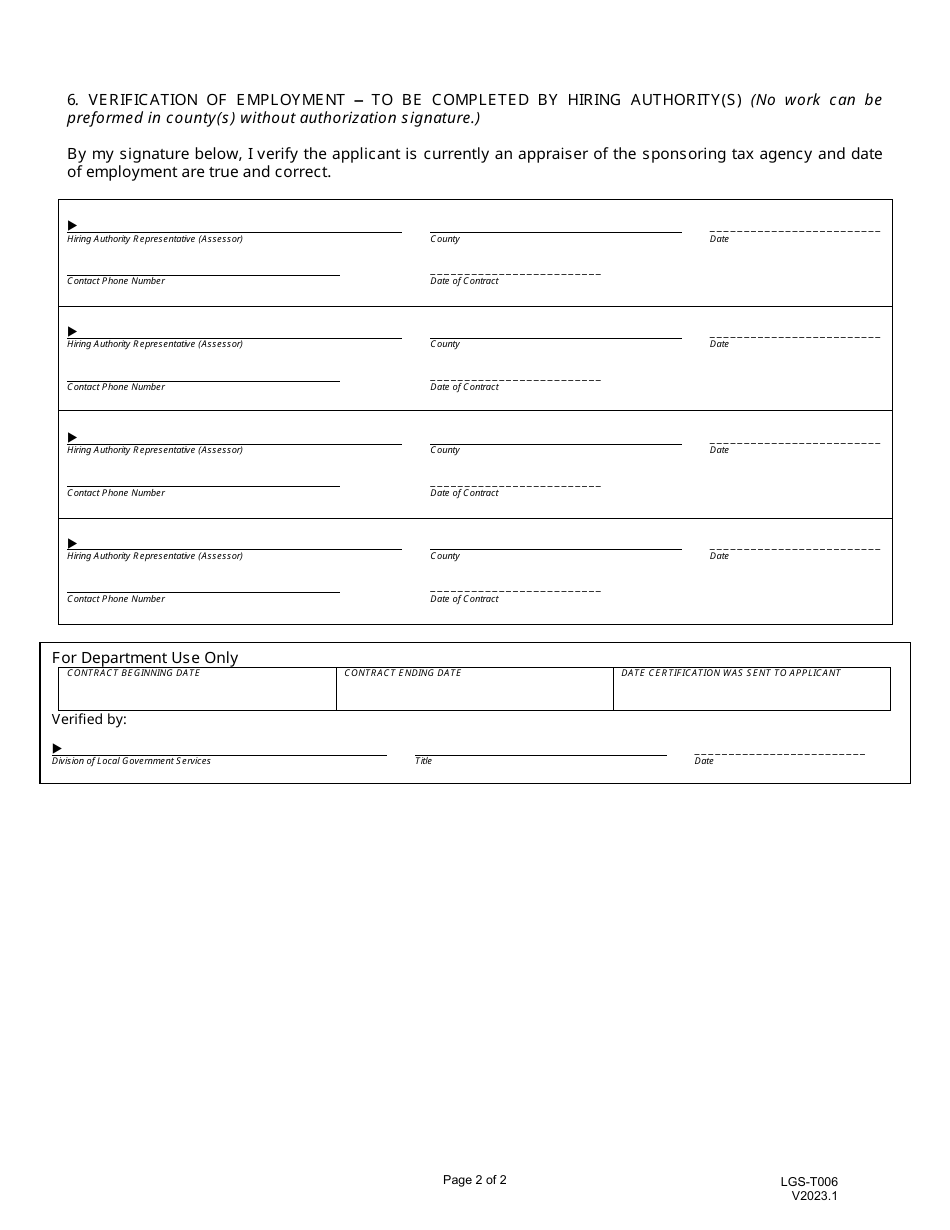 Form LGS-T006 Application for Contractor / Independent Contractor - Nevada, Page 2