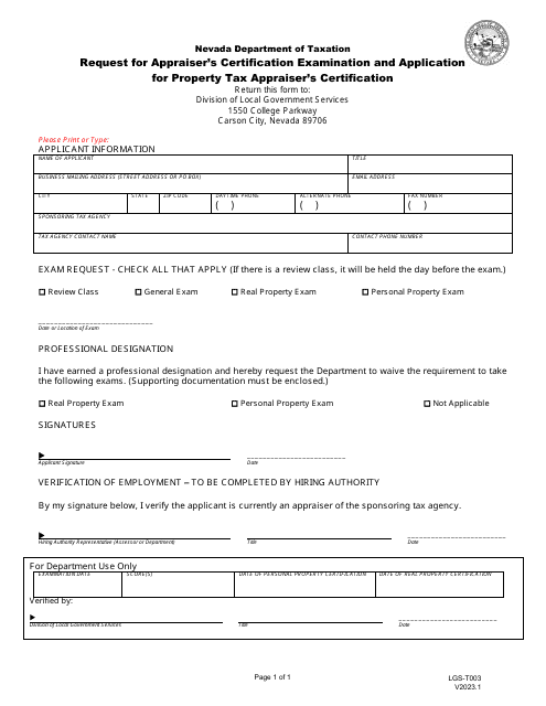 Form LGS-T003  Printable Pdf