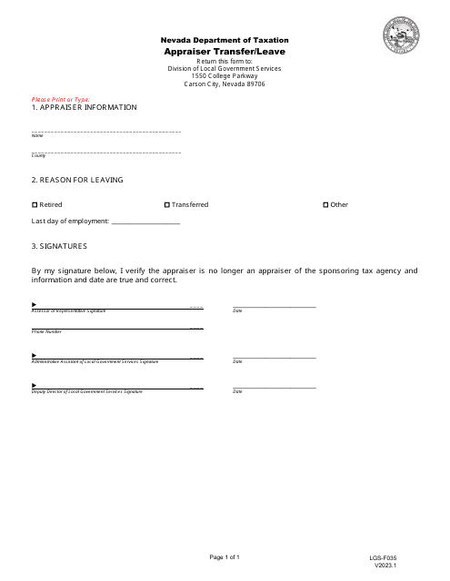 Form LGS-F035  Printable Pdf