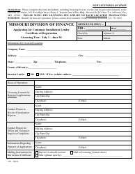 Application for Consumer Installment Lender Certificate of Registration - Missouri, Page 2