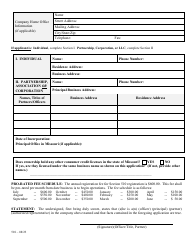 Application for Consumer Installment Lender Certificate of Registration - Missouri, Page 3