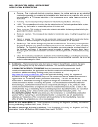TDLR Form IHB150N Ihb - Residential Installation Permit Application - Texas, Page 2