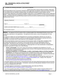 TDLR Form IHB150N Ihb - Residential Installation Permit Application - Texas, Page 4