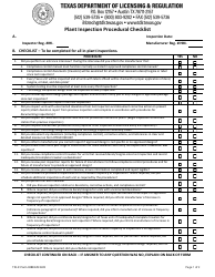 TDLR Form IHB022N Plant Inspection Procedural Checklist - Texas