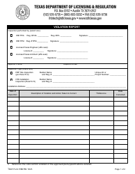 Document preview: TDLR Form IHB076N Violation Report - Texas