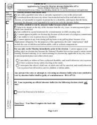 Document preview: Application for Town/City Election Absentee Ballot - New Hampshire