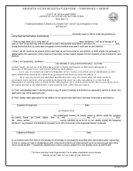 Document preview: Absentee Voter Registration Form - Temporarily Absent - New Hampshire