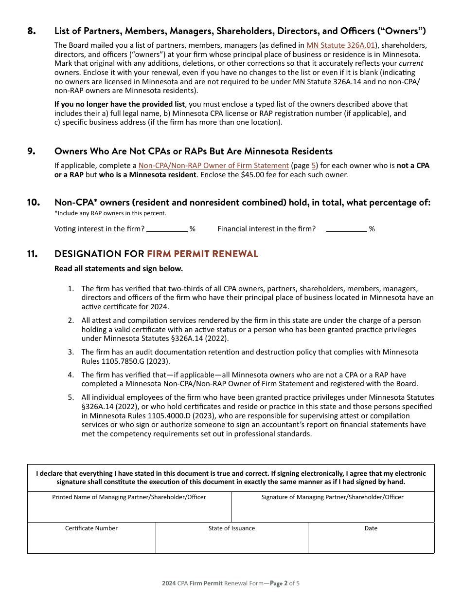CPA Firm Permit Renewal - Minnesota, Page 3