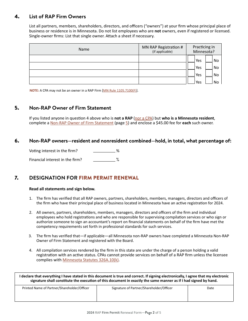 Rap Firm and Sole Proprietor Permit Renewal - Minnesota, Page 3