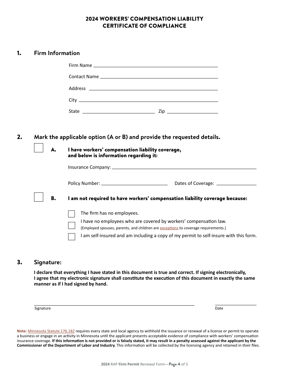 Rap Firm and Sole Proprietor Permit Renewal - Minnesota, Page 5