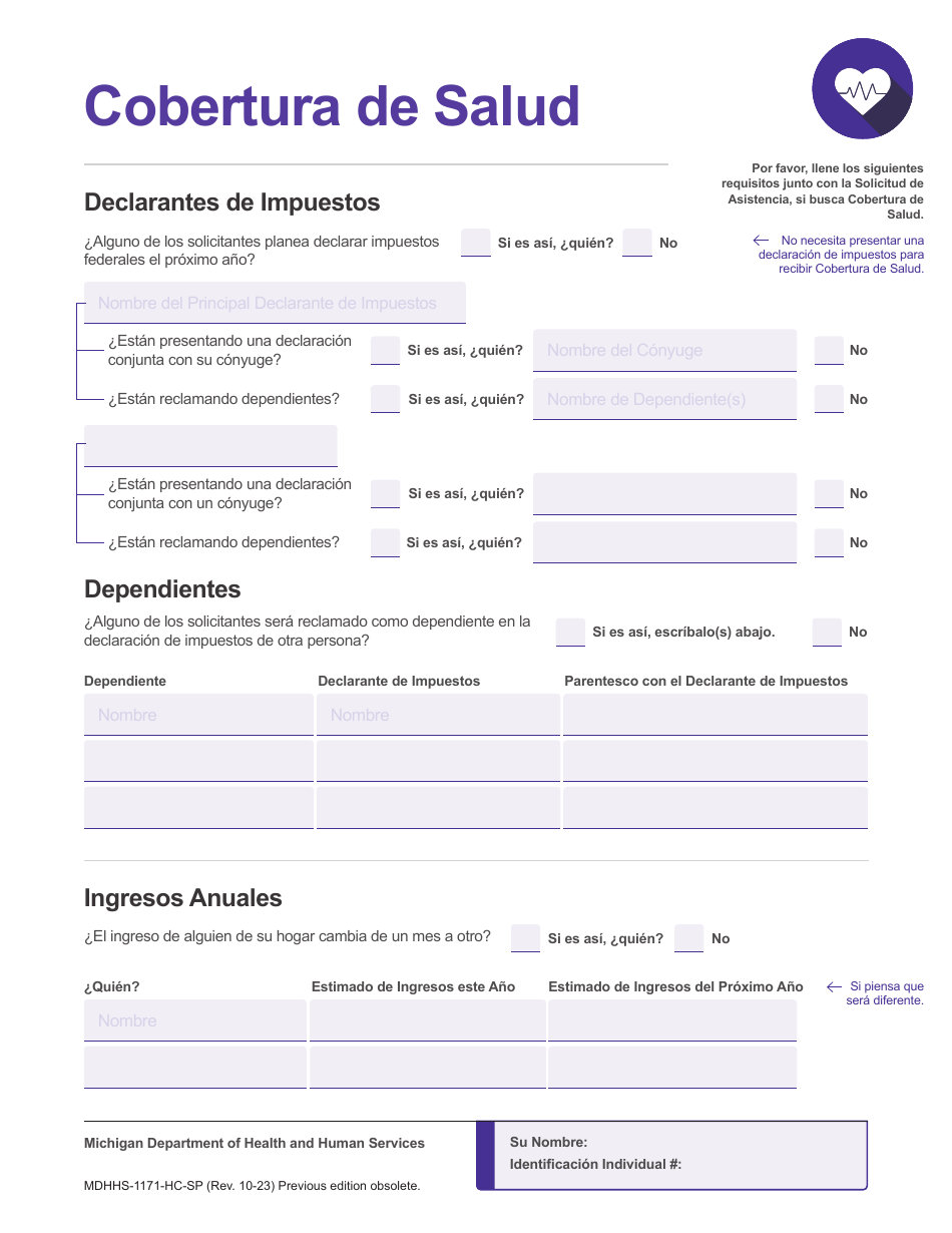 Formulario MDHHS-1171-SP Solicitud De Asistencia - Michigan (Spanish), Page 12