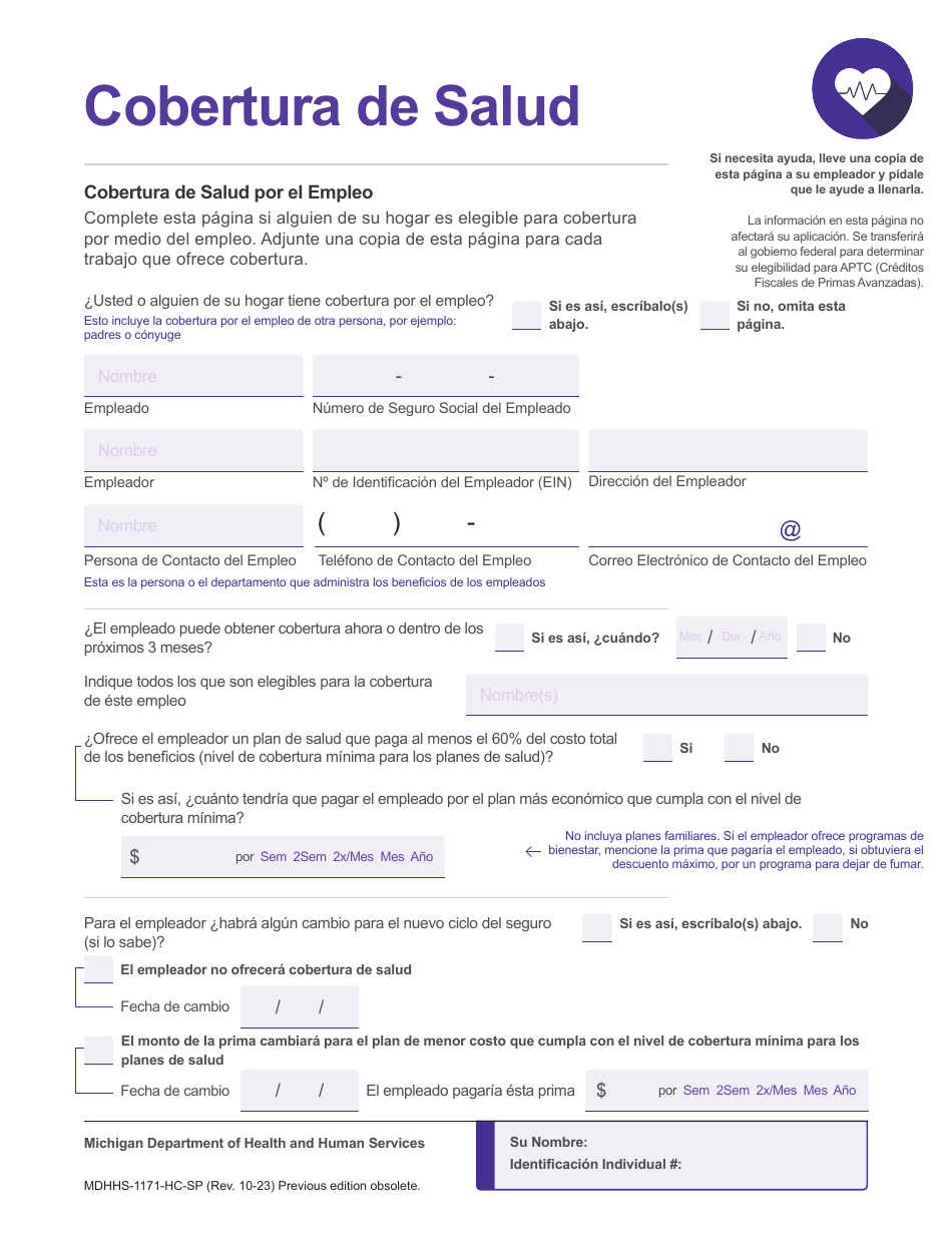 Formulario MDHHS-1171-SP Solicitud De Asistencia - Michigan (Spanish), Page 14