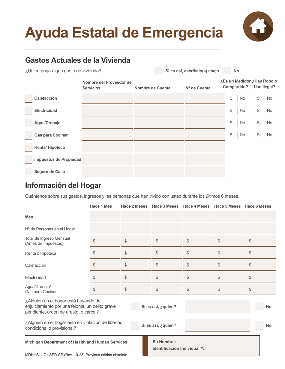 Formulario MDHHS-1171-SP Solicitud De Asistencia - Michigan (Spanish), Page 19