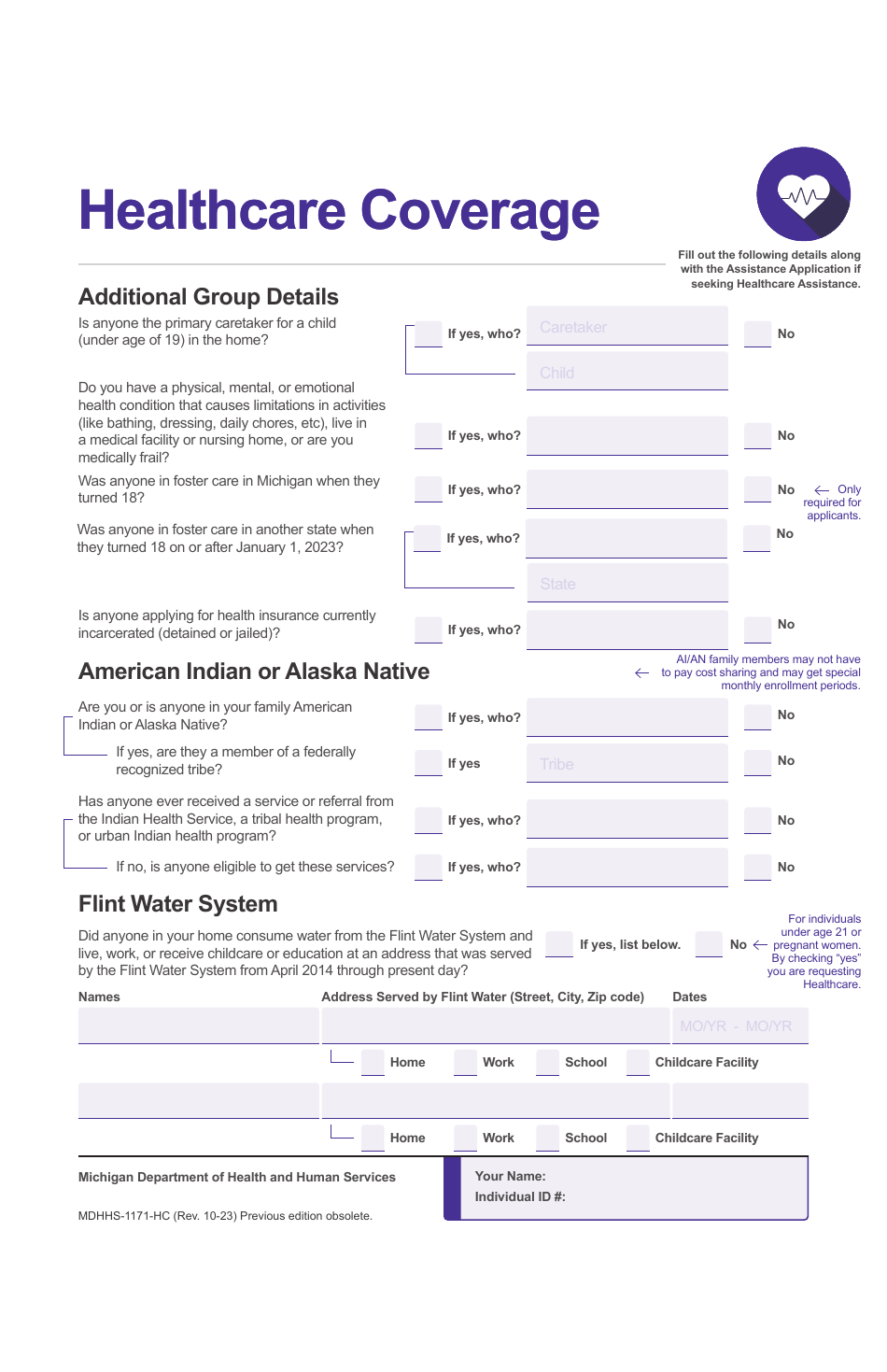 Form MDHHS-1171 Assistance Application - Michigan, Page 11