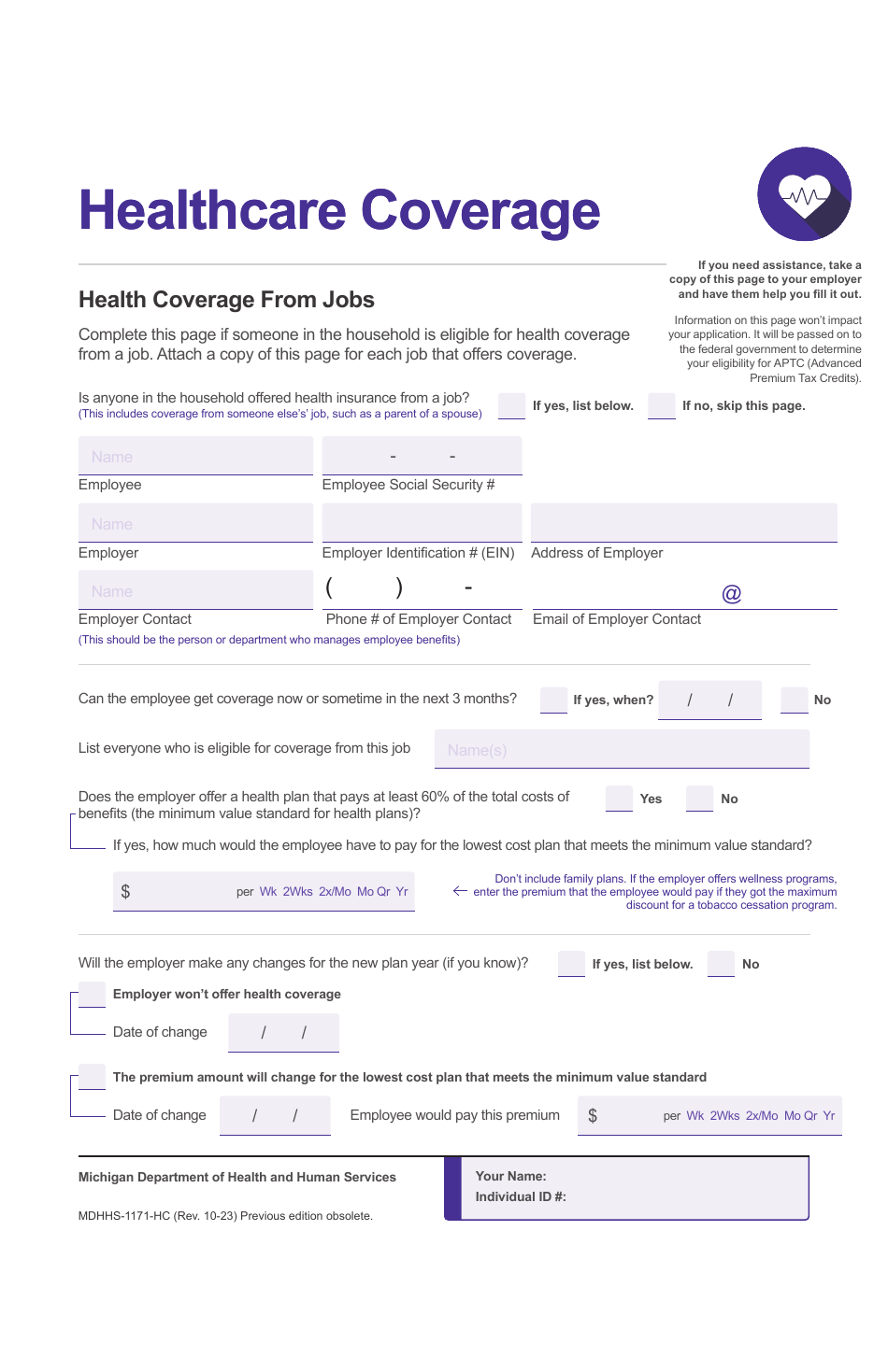 Form MDHHS-1171 Assistance Application - Michigan, Page 14