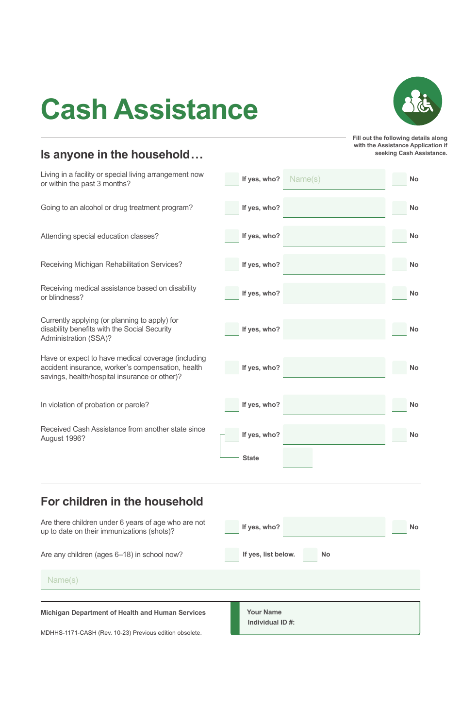 Form MDHHS-1171 Assistance Application - Michigan, Page 16