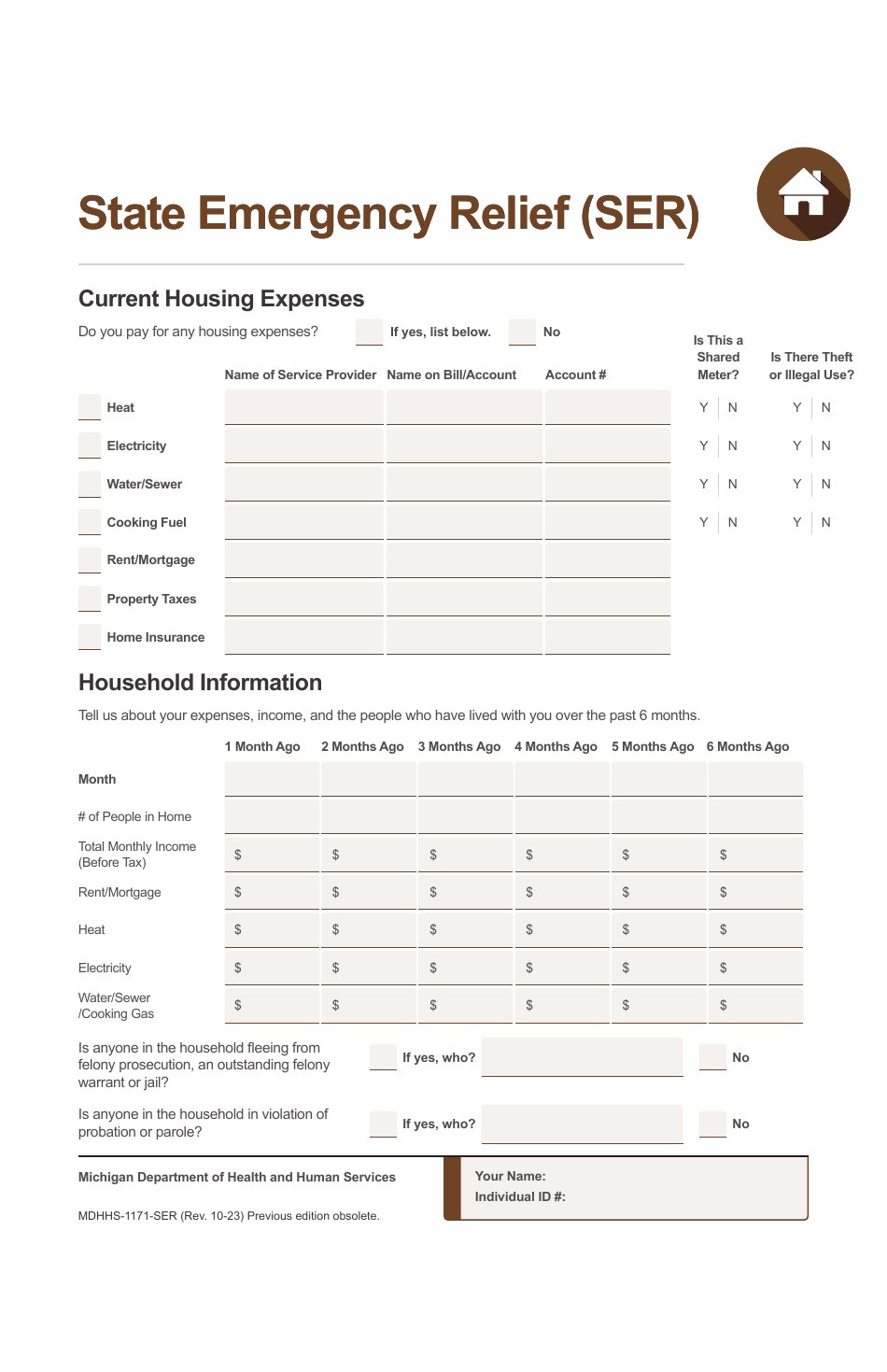 Form Mdhhs 1171 Download Printable Pdf Or Fill Online Assistance Application Michigan 5680