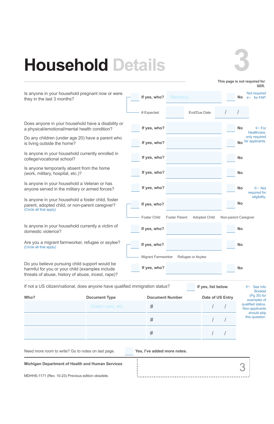 Form MDHHS-1171 Assistance Application - Michigan, Page 4