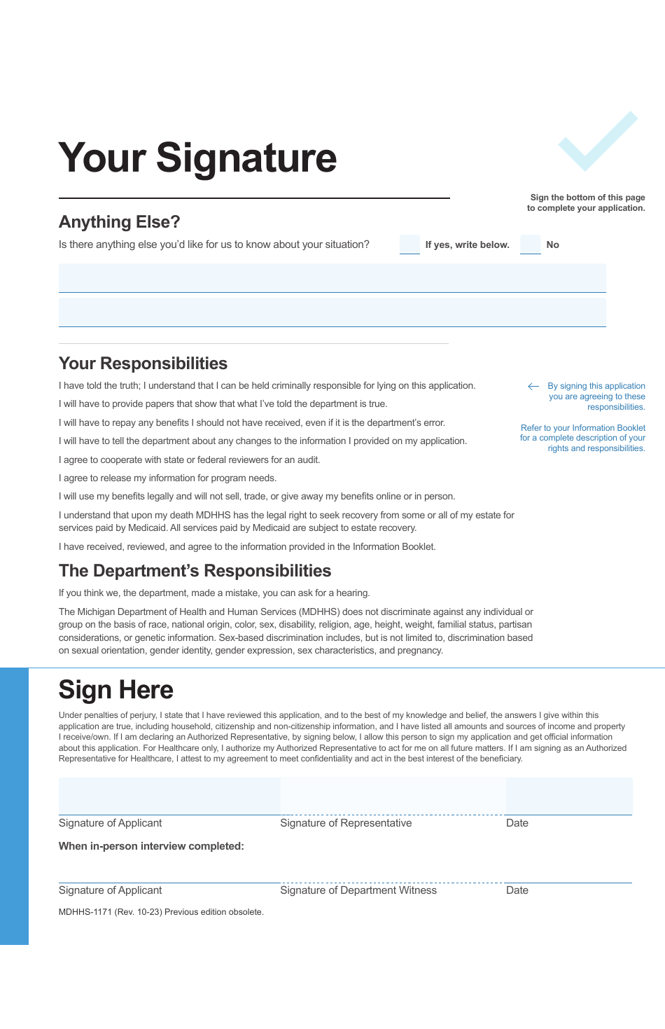 Form MDHHS-1171 Assistance Application - Michigan, Page 9