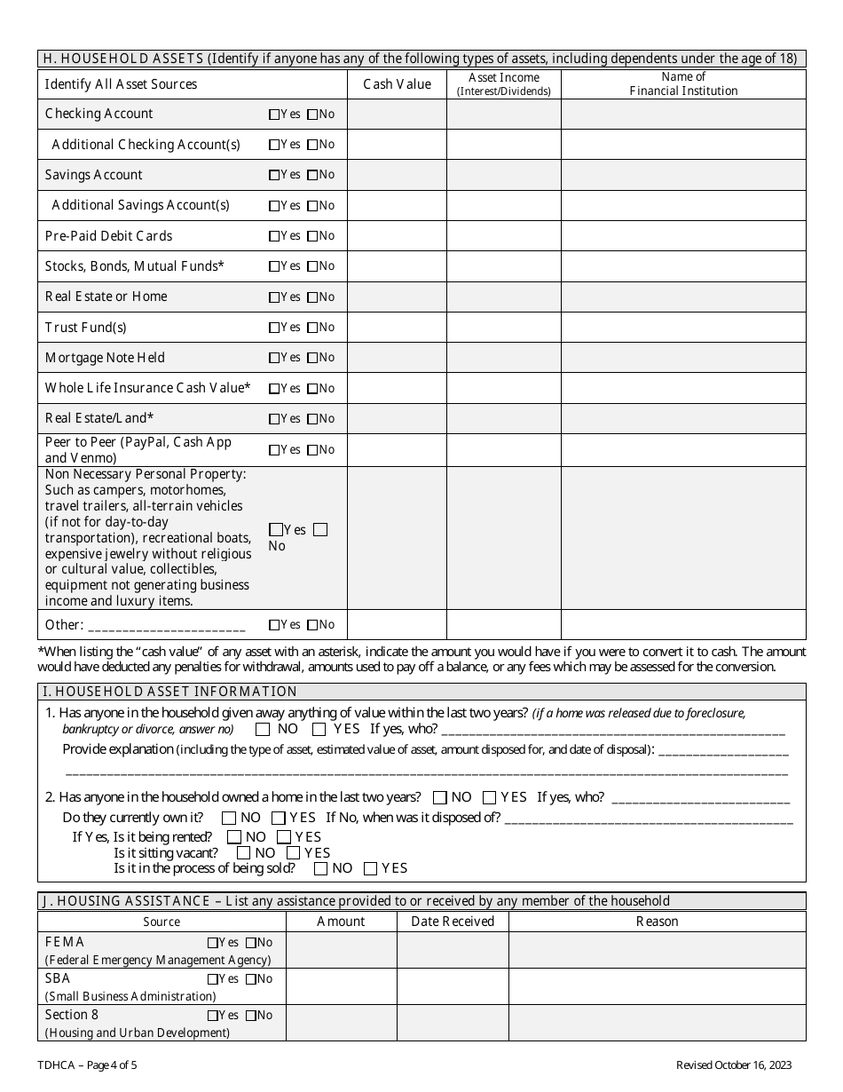 Intake Application - Texas, Page 4