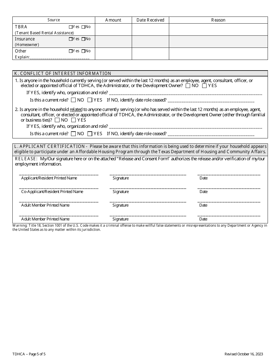 Intake Application - Texas, Page 5