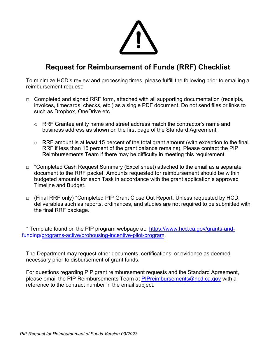 Request for Reimbursement of Fundstions - Prohousing Incentive Pilot (Pip) Program - California, Page 3