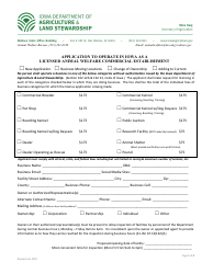 Application to Operate in Iowa as a Licensed Animal Welfare Commercial Establishment - Iowa