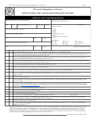 Form DJ-LE-287 Application for Concealed Weapon License - Wisconsin, Page 2