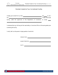 Document preview: Form 1 Parental Consent to Tour Correctional Facility - Virginia