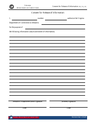 Document preview: Form 14 Consent for Release of Information - Virginia