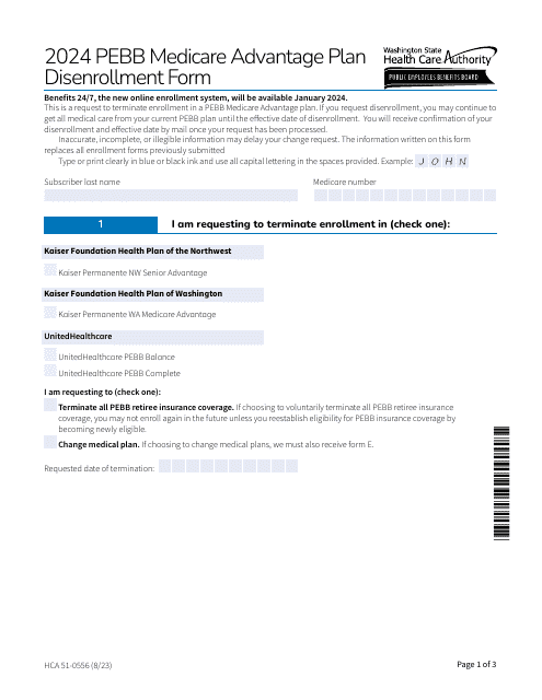 Form HCA51-0556 2024 Printable Pdf