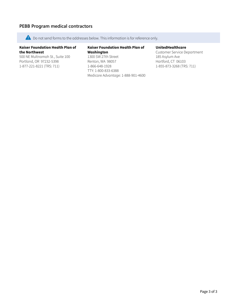 Form HCA51-0556 Pebb Medicare Advantage Plan Disenrollment Form - Washington, Page 3