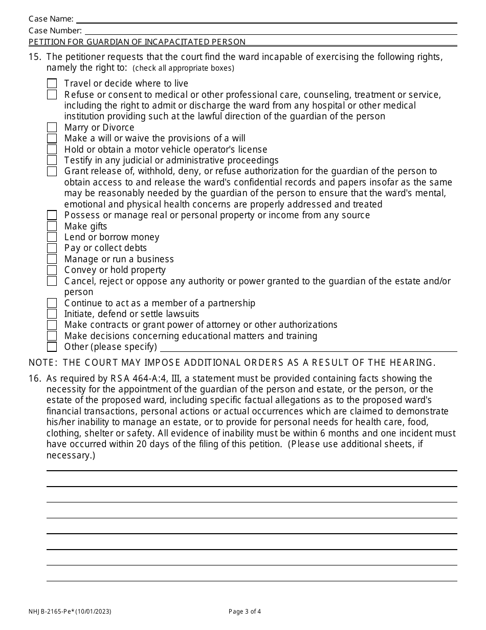 Form NHJB-2165-PE Petition for Guardian of Incapacitated Person - New Hampshire, Page 3